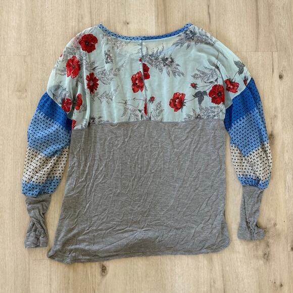 Anthropologie TINY Raye Floral Print Contrast Bishop Sleeve Top Size XL - Picture 3 of 6